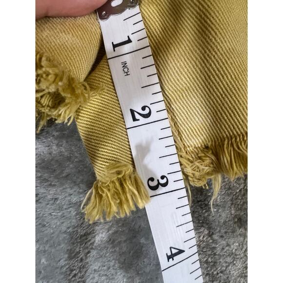 Free People Short Shorts Denim Women’s 27 Mustard Yellow Washed Distressed Fray - Picture 12 of 12